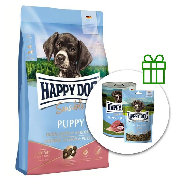 Balenie krmiva Happy Dog Supreme Sensible Puppy kura, losos a zemiaky